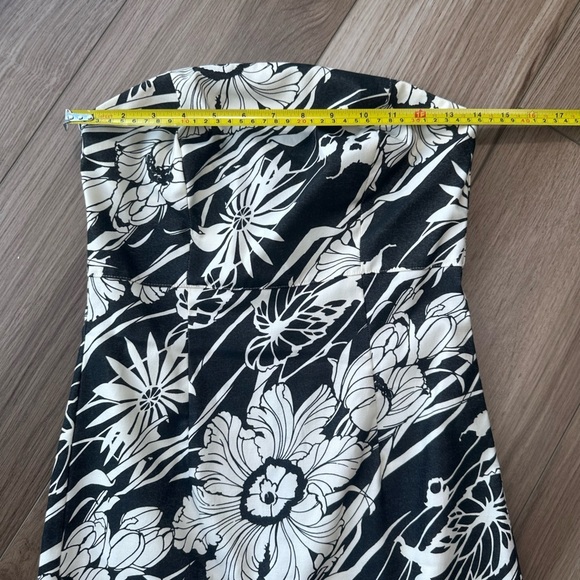 Y2K Vintage Express Black White Hawaiian Tropical Tube Strapless Dress - Picture 4 of 13